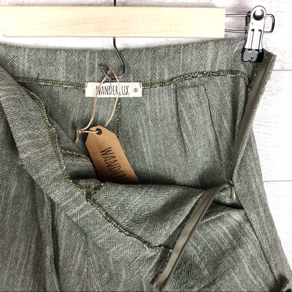 WANDERLUX NWT Dusty Green 100% Cotton Shorts S & M - Picture 5 of 6